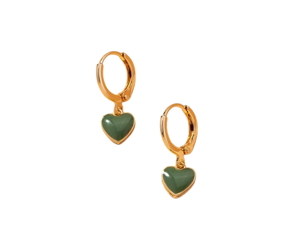 Sage Green Heart Earrings